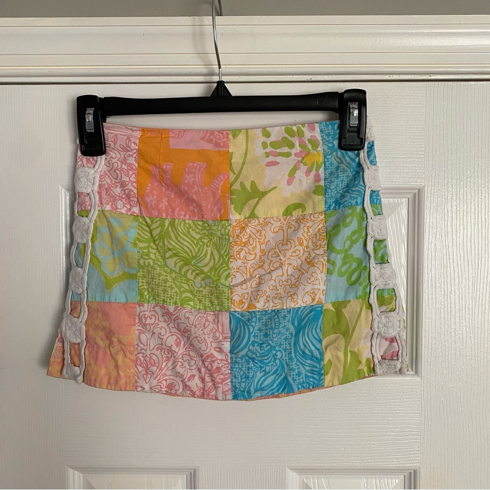 Lilly Pulitzer Jubilee Patchwork Skort Girls Size 8 Embroidered Pink Blue Green